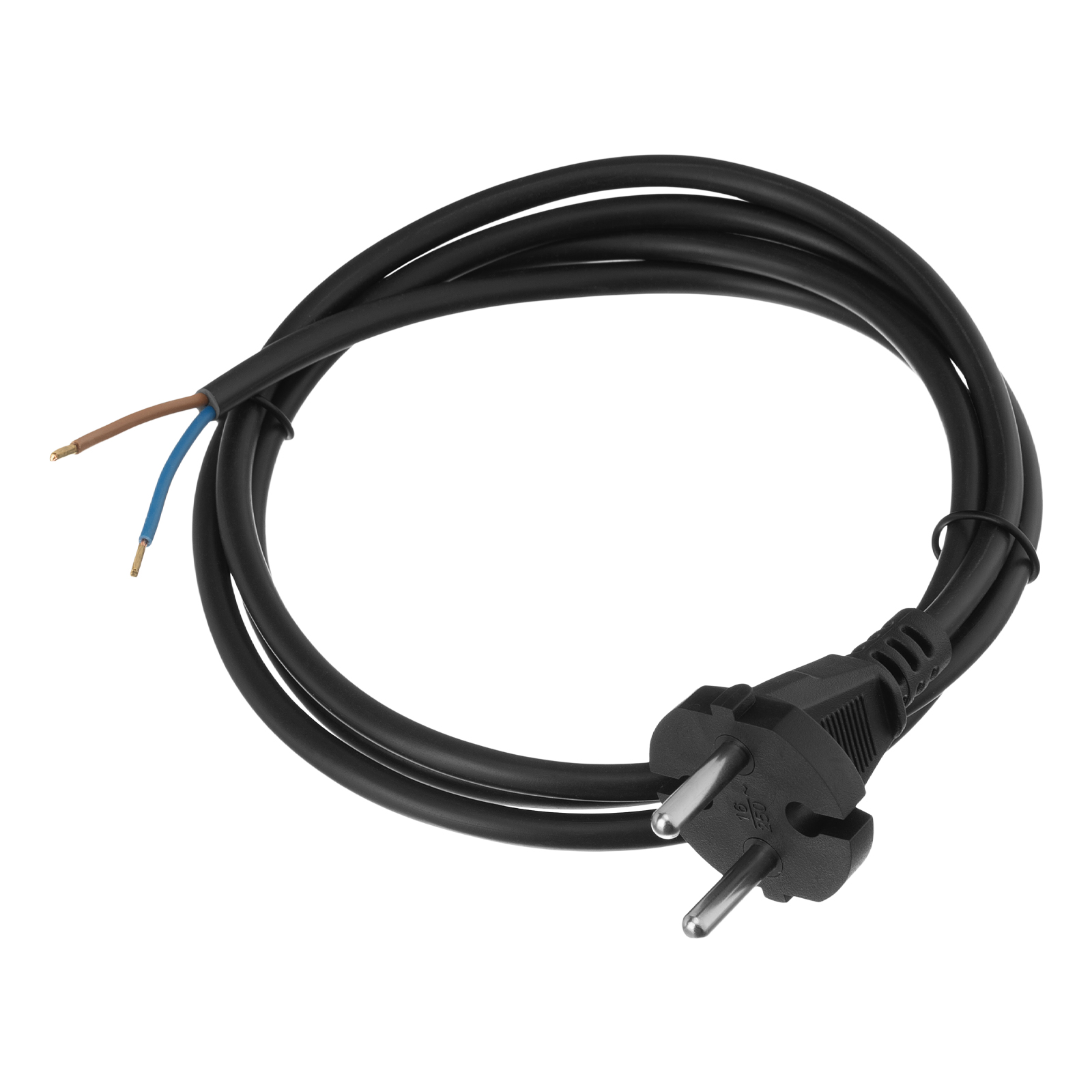 Шнур сетевой Energy Series, ПВС, 1,5 м, 2 x 1 мм, с неразборной вилкой, черный, Denzel