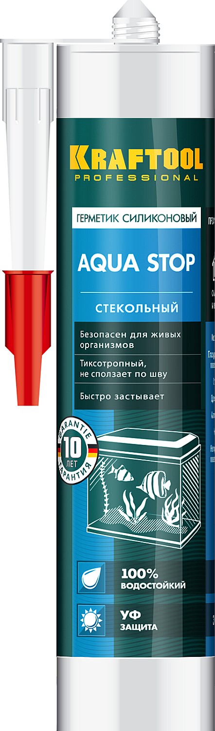 Стекольный силиконовый герметик KRAFTOOL Aqua Stop 300 мл прозрачный 41256-2