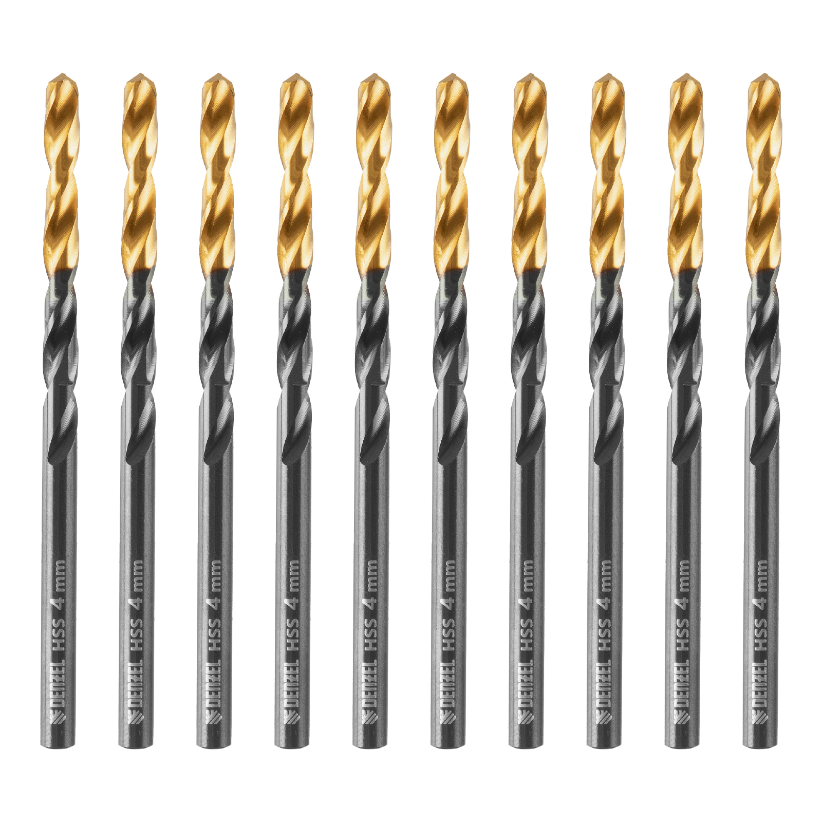 Сверло по металлу, 4 мм, HSS-Tin, Golden Tip, 10 шт. Denzel