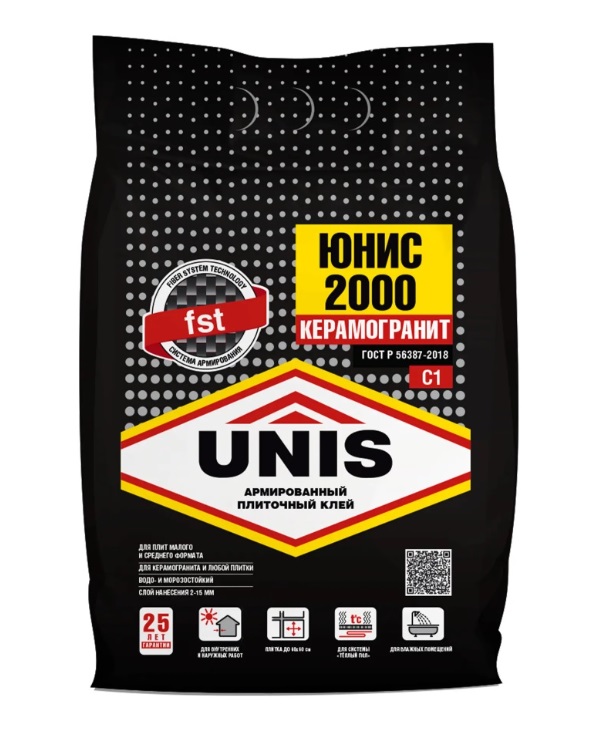 Клей плиточный Unis 2000 5 кг Клей плиточный Юнис 2000 25 кг