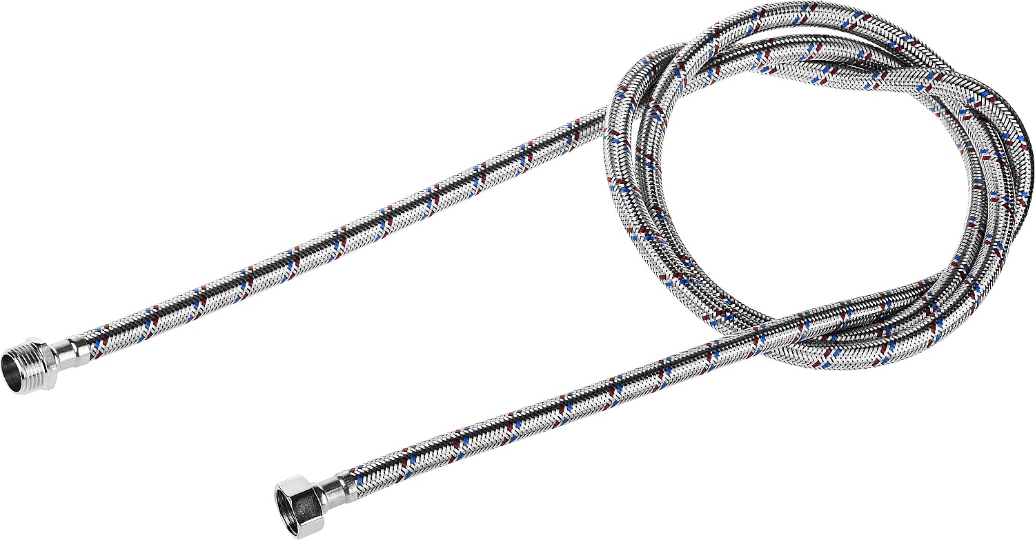 Подводка гибкая ЗУБР для воды, оплетка из нержавеющей стали, г/ш 1/2″ - 1,8м