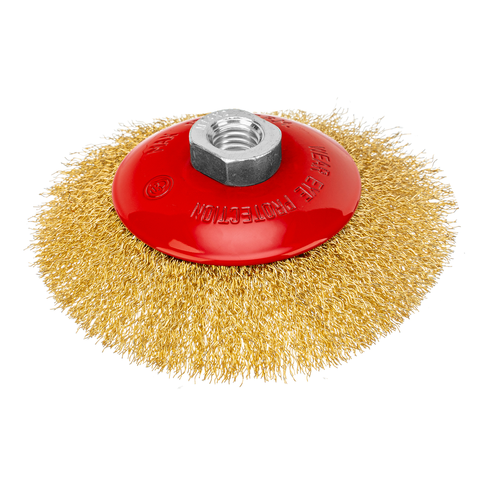 Щетка для УШМ, 125 мм, М14, "тарелка", латунированная витая проволока Matrix