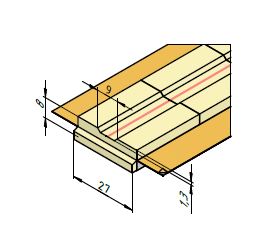 КЕДР Керамическая подкладка прямоугольная КЕДР КП-9Т (ширина 27 мм, канавка трапецевидная 9 мм, длина 600 мм)