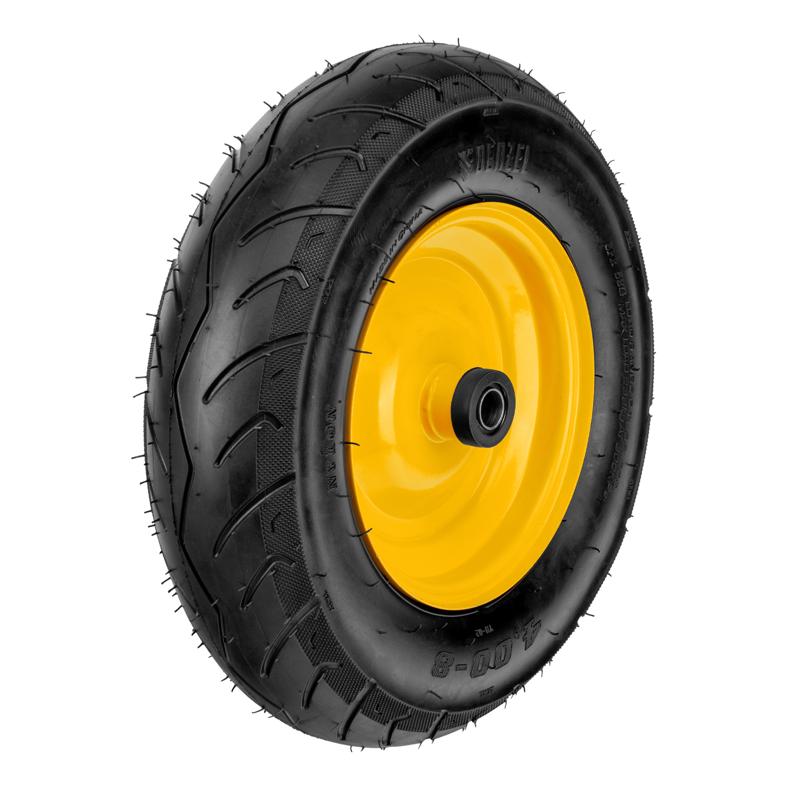 Колесо пневматическое бескамерное 16х4.00-8 D410мм, d20мм, длина оси 104мм Denzel