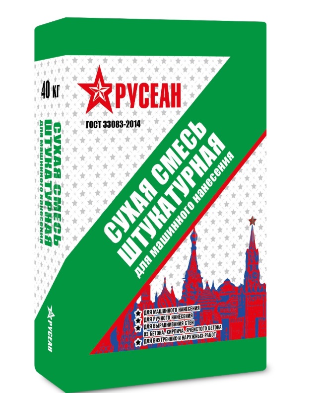 Штукатурная сухая смесь для машинного нанесения Русеан 40 кг