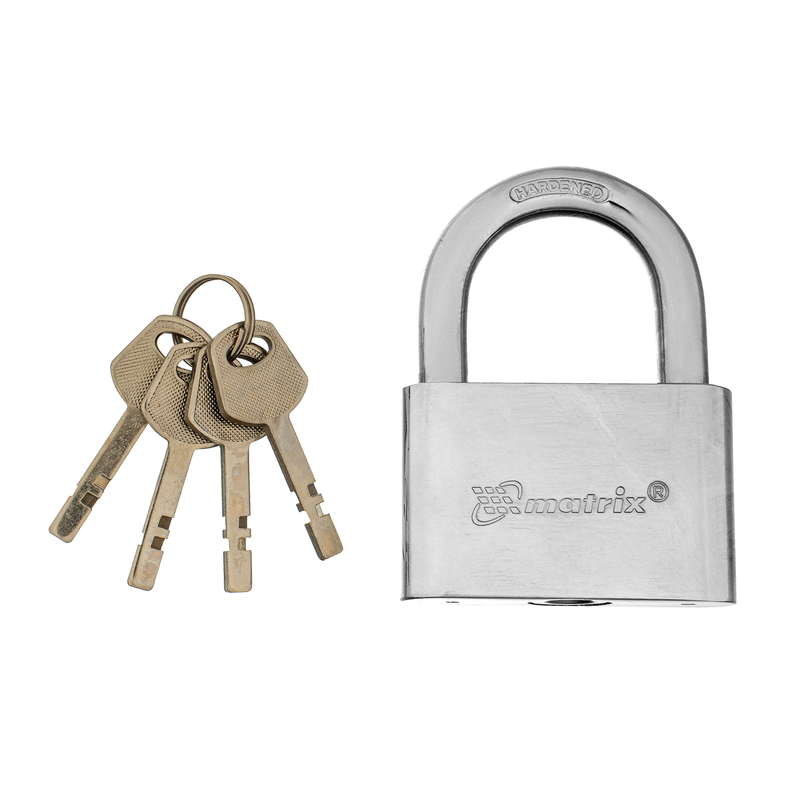 Замок навесной, хромированное покрытие 70 мм Matrix