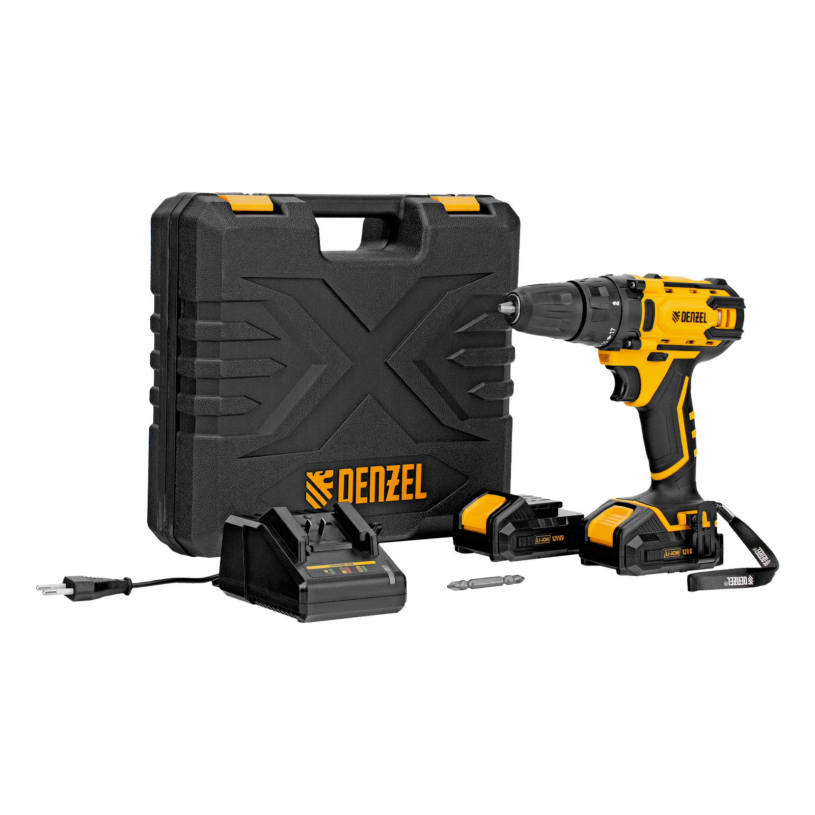 Дрель-шуруповерт аккумуляторная CDL-12-02BM, Li-Ion, 12 В, 2 акк. Denzel