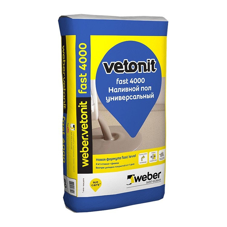 Пол наливной Weber.Vetonit fast 4000 универсальный 20 кг Пол наливной Weber.Vetonit fast 4000 универсальный 20 кг