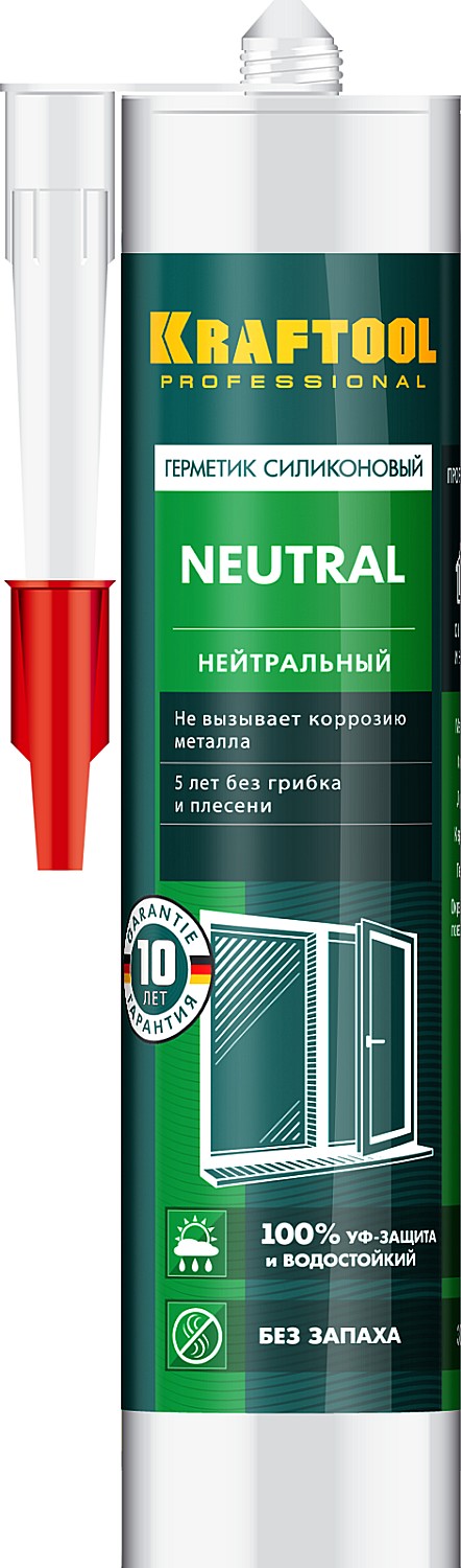 Нейтральный силиконовый герметик KRAFTOOL Neutral 300 мл прозрачный 41257-2
