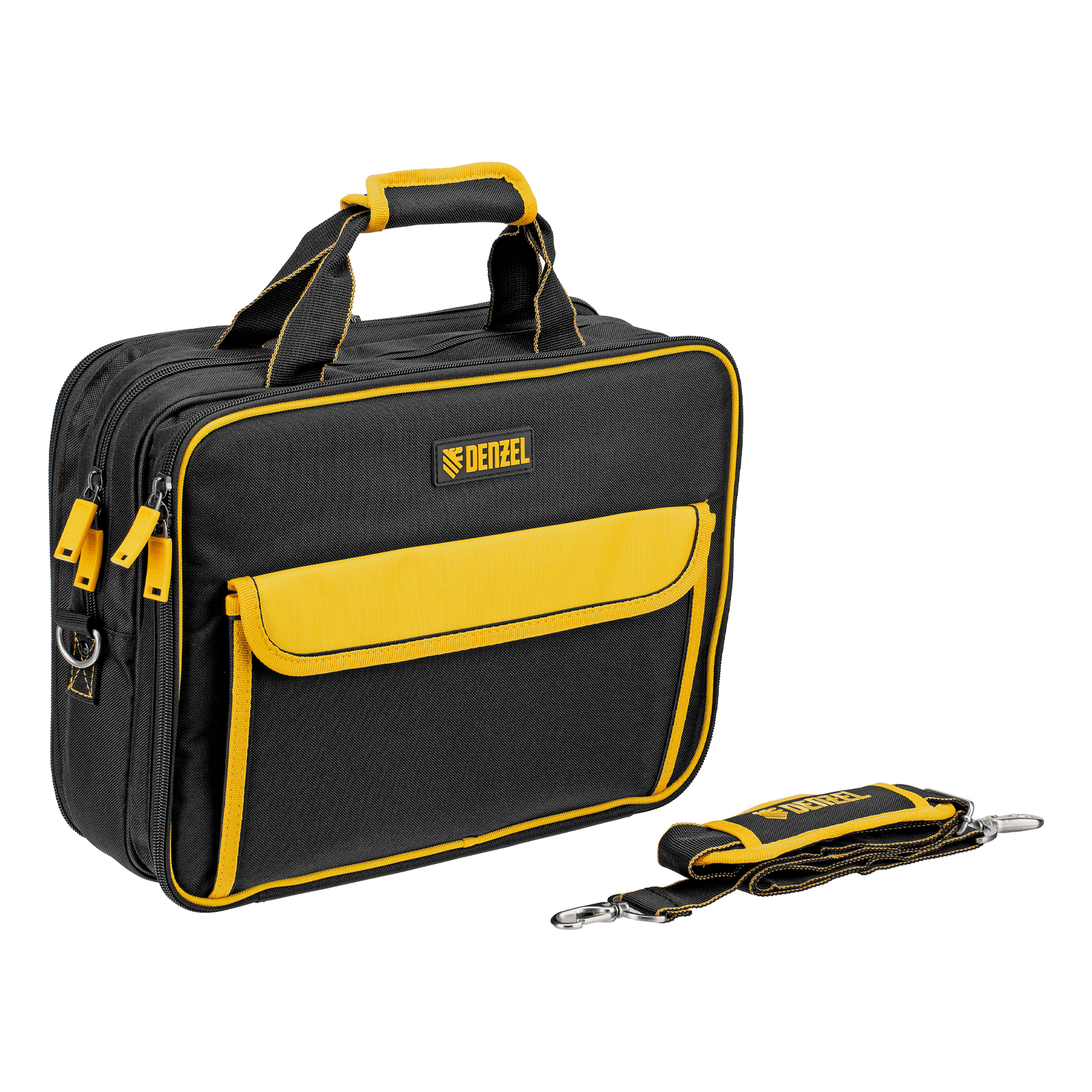 Сумка для инструмента, 400х170х300 мм, 3 отделения, 28 карманов, наплечный ремень Denzel
