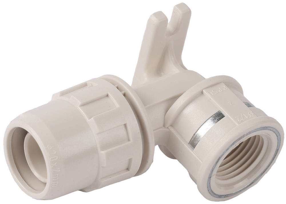 Муфта ЗУБР ″ШиреФит″ соединительная угловая 90°, с креплением, ″штуцер с гайкой - внутренняя резьба″, 16мм-1/2″