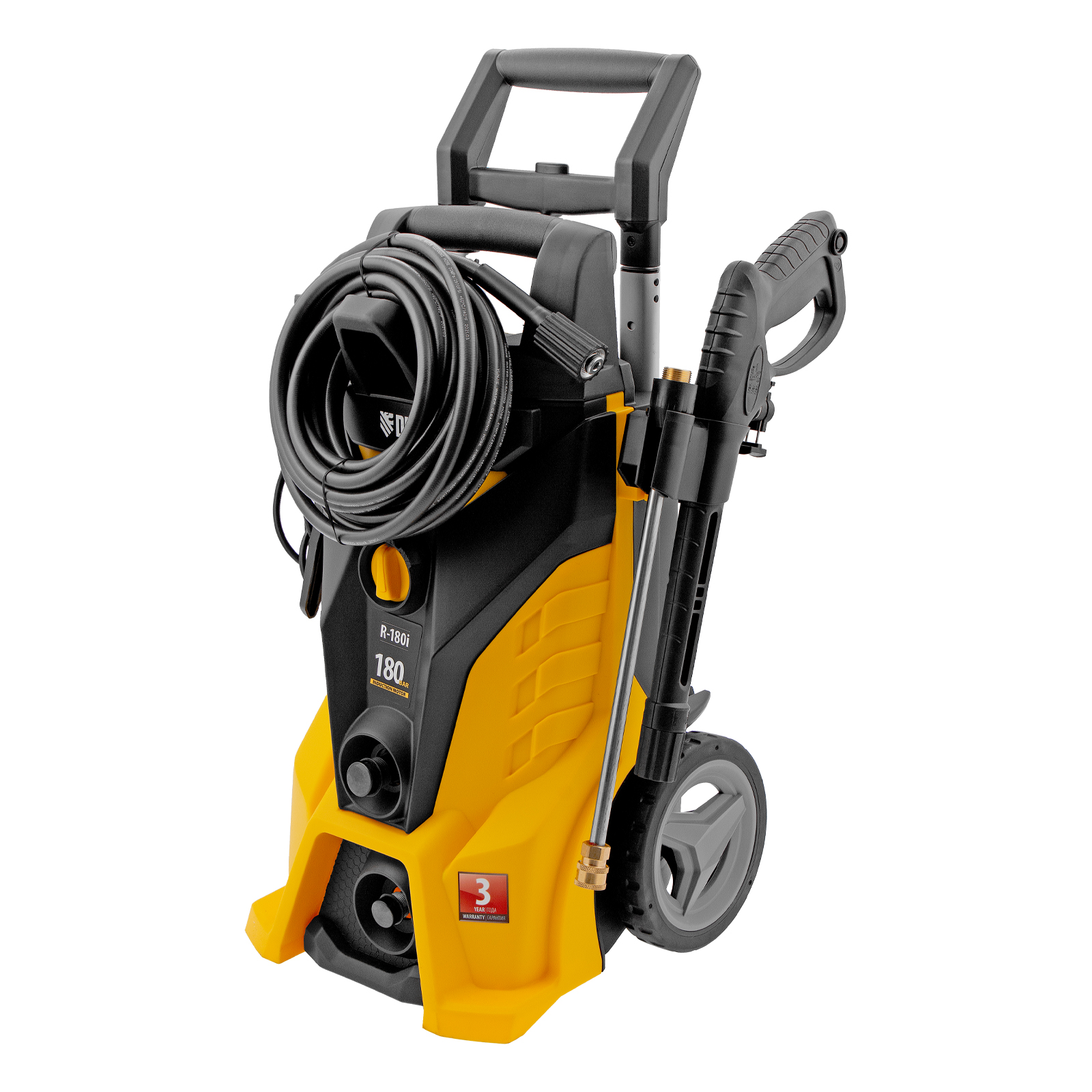 Моечная машина высокого давления R-180i, 2400 Вт, 180 бар, 7.5 л/мин, асинхронный двигатель Denzel