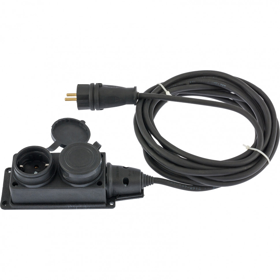 Удлинитель электрический силовой, 20 м, 2 розетки, КГ 3 х 1.5 мм, 16 А, тип УХЗ-16, Denzel