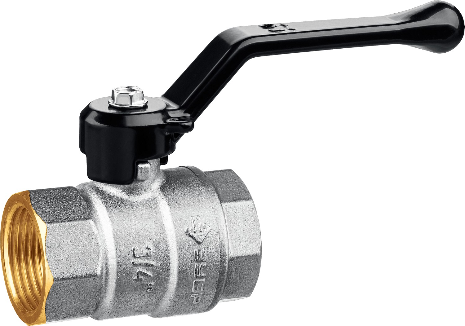 Кран шаровой ЗУБР полнопроходной ″мама-мама″, ручка, никелированная латунь, 3/4″