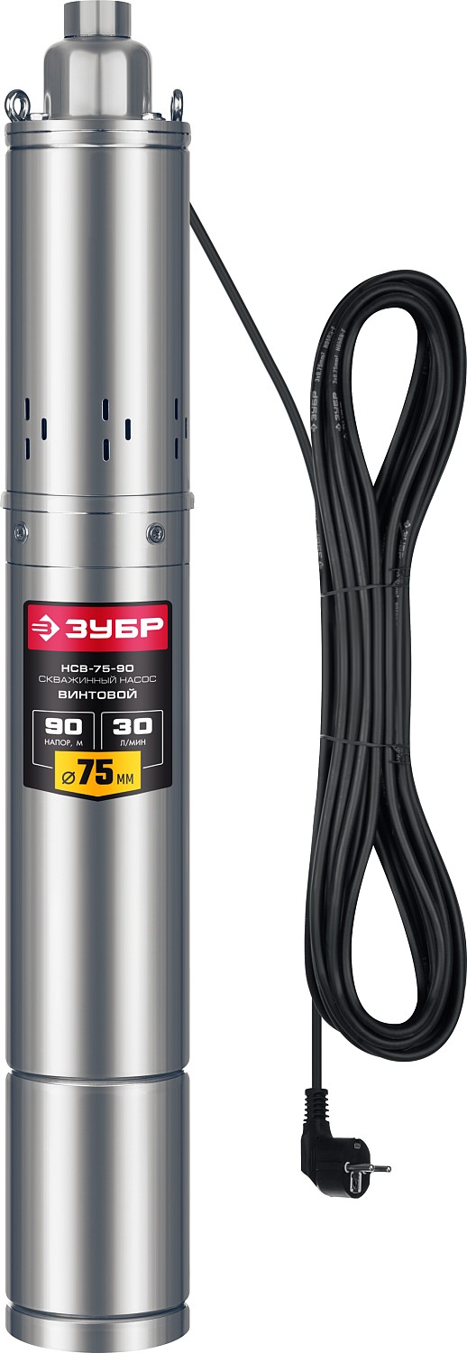 Скважинный насос винтовой ЗУБР, 90 м напор НСВ-75-90