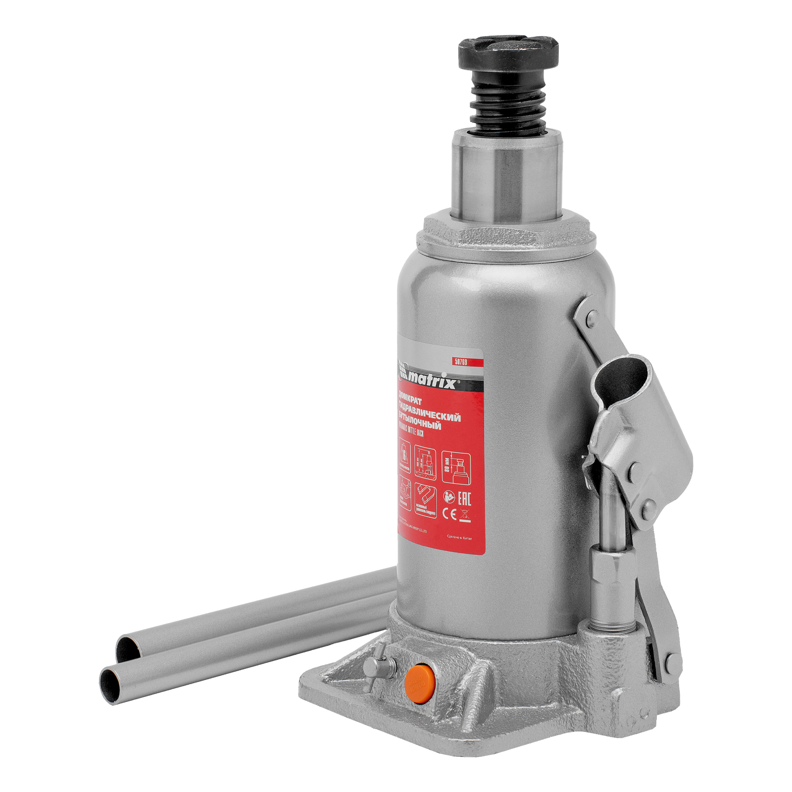 Домкрат гидравлический бутылочный, 16 т, h подъема 230-460 мм Matrix