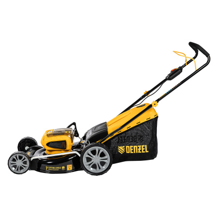 Газонокосилка аккумуляторная бесщеточная RLM450-36, Li-ion, 36 В, 4 Ач, 450 мм, травосборник 40 л Denzel цена