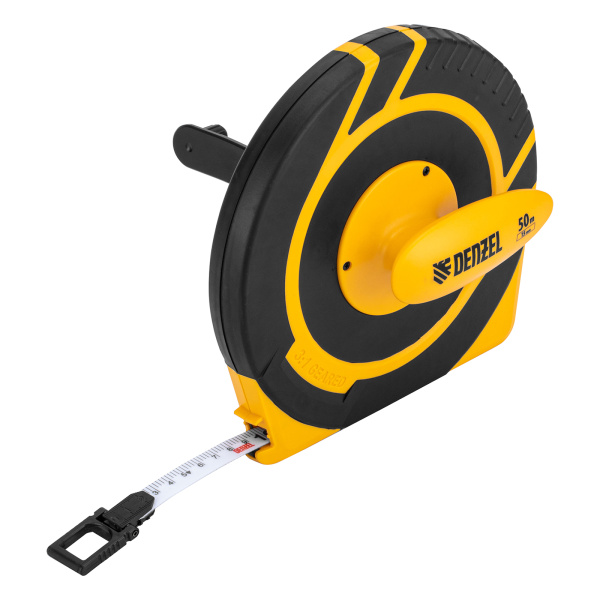 Рулетка геодезическая 50 м х 15 мм, закрытый корпус, фиберглассовая лента Denzel цена