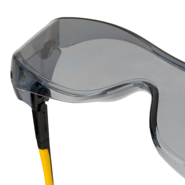 Очки защитные открытые, поликарбонатные, увеличенная дымчатая линза, регулируемые дужки Denzel цена