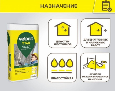 Штукатурка Weber Vetonit TT40 25 кг цена за мешок в МосДоброСтрой