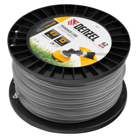 Леска для триммера двухкомпонентная квадрат, 4,0мм х 62м, на DIN катушке EXTRA CORD Denzel цена