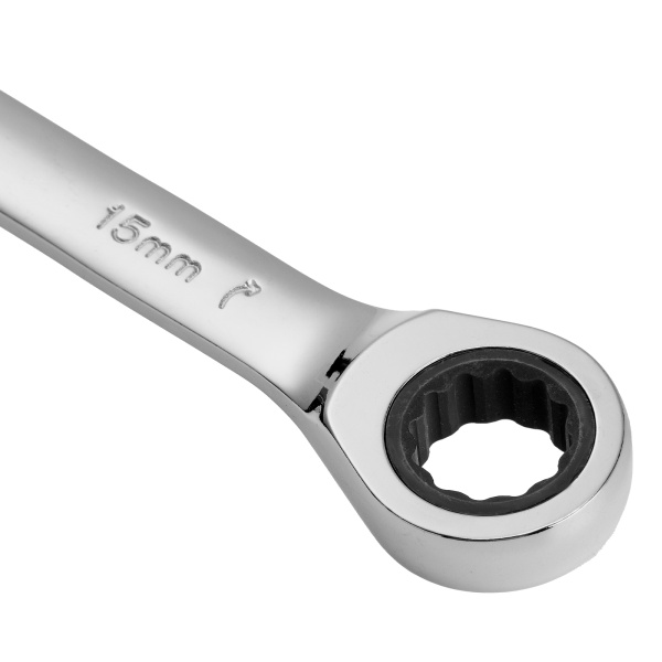 Ключ комбинированный, с трещеткой, 15 мм Denzel