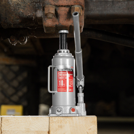 Домкрат гидравлический бутылочный, 10 т, высота подъема 230-460 мм Matrix цена
