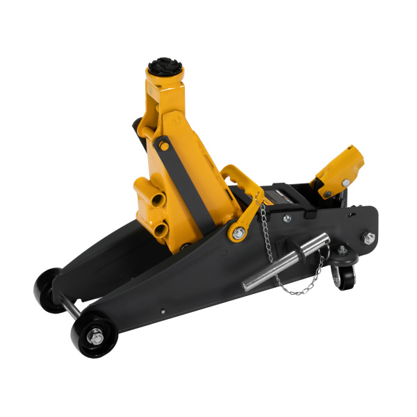 Домкрат гидравлический подкатной с фиксатором, 2,8 т, 135-385 мм, в кейсе Denzel цена