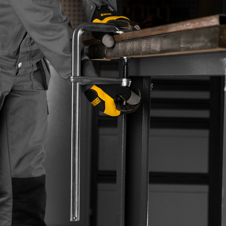 Струбцина F-образная, 80x400мм, кованая Denzel цена