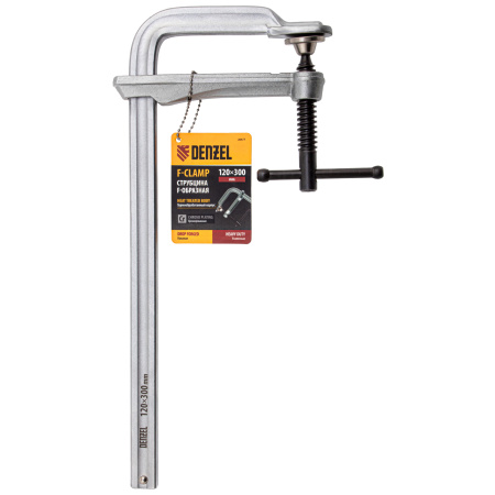 Струбцина F-образная, 120x300мм, кованая Denzel цена