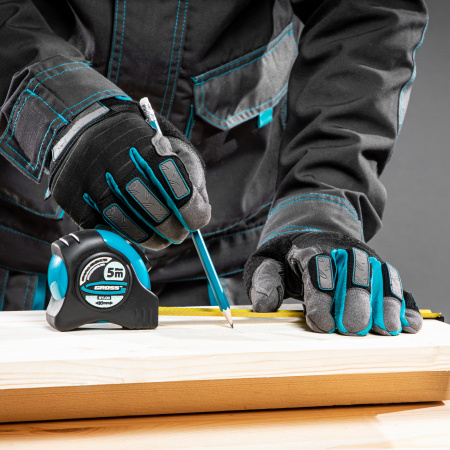 Рулетка "Schlagfest",5 м x 25 мм,магнитный обрезиненный зацеп,двусторонняя шкала,Нейлоновое покрытие,автоматическая фиксация Gross цена