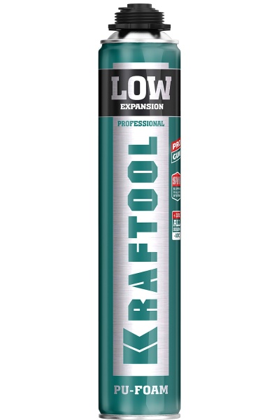 LOW EXPANSION пена монтажная с низким расширением, пистолетная, всесезонная, 800мл, SVS, KRAFTOOL 41181_z01