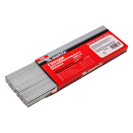 Гвозди для пневматического нейлера, длина 10 мм, ширина 1.25 мм, толщина 1 мм, 5000 шт Matrix цена