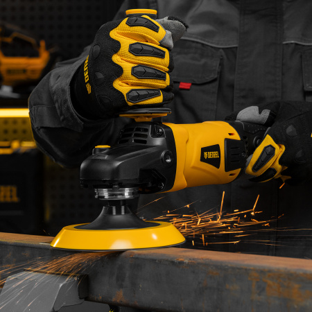 Тарелка опорная для дрели и УШМ с липучкой, 150 мм, мягкая, с адаптером c М14 на d8 Denzel