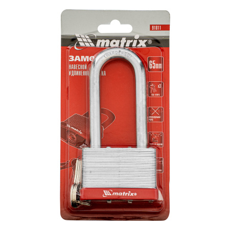 Замок навесной, 65 мм, удлиненная дужка Matrix цена
