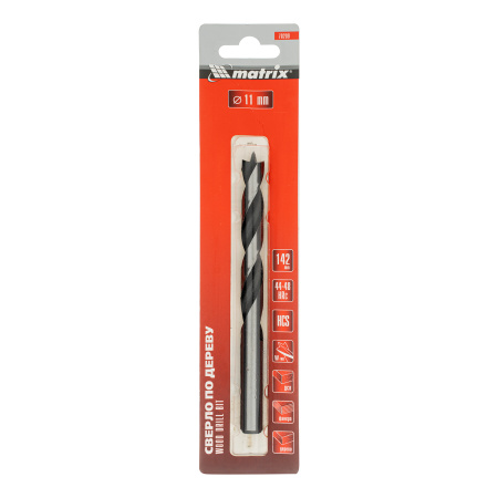 Сверло по дереву, 11 х 140 мм, цилиндрический хвостовик Matrix