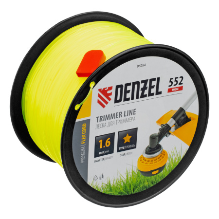 Леска для триммера звезда, 1,6мм х 552м, на DIN катушке FLEX CORD,  Denzel цена