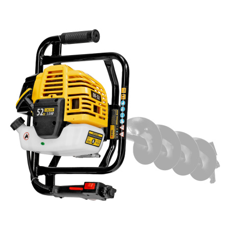 Мотобур DX-52, объем двигателя 52 см3, соединение 20 мм, без шнека Denzel