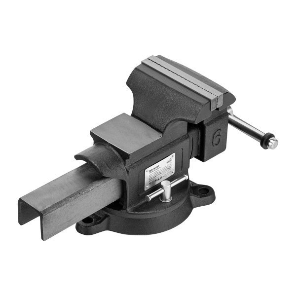 Тиски слесарные BVH-150, 150 мм, поворотные, стальная направляющая, с наковальней //Denzel