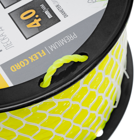 Леска для триммера витой квадрат, 4,0мм х 106м, на DIN катушке FLEX CORD Denzel цена