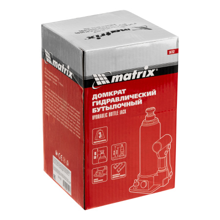 Домкрат гидравлический бутылочный, 3 т, h подъема 178-343 мм Matrix цена