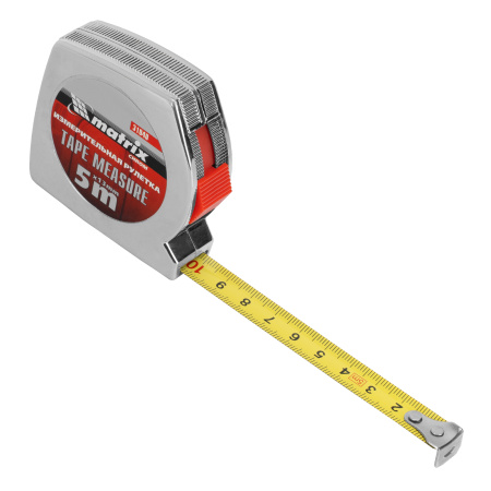 Рулетка Chrom,5 м x 13 мм,хромированный корпус Matrix цена