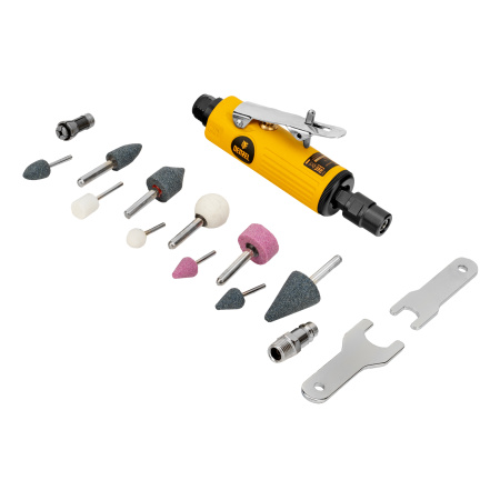 Пневмошлифмашина прямая PGS25000, 25000 об/мин, 10 шлиф. камней, цанга - 3, 6 мм, 113 л/мин Denzel цена