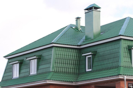 Металлочерепица Монтеррей 0.4 мм 2250х1180 мм зелёный RAL 6005