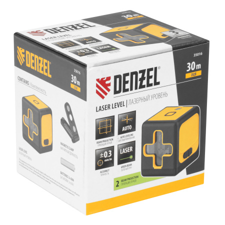 Лазерный уровень DQB, 30 м, зеленый луч, батарейки, сумка Denzel цена