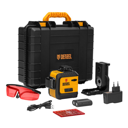 Лазерный уровень мультипризменный LX 360-2 Red, 30 м, 635 нм, аккумулятор Li 2800 мАч, резьба 5/8" Denzel цена