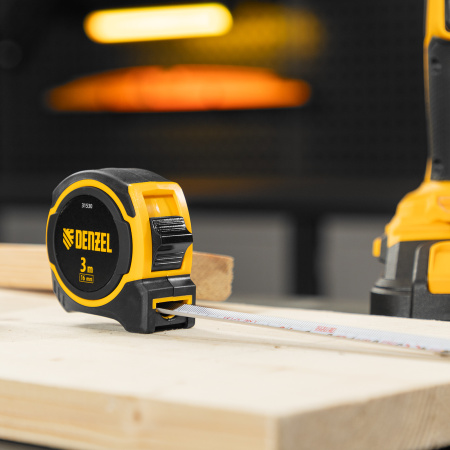 Рулетка 3м х 16мм, двухкомп. корпус, магнитный обрезиненный зацеп Denzel цена