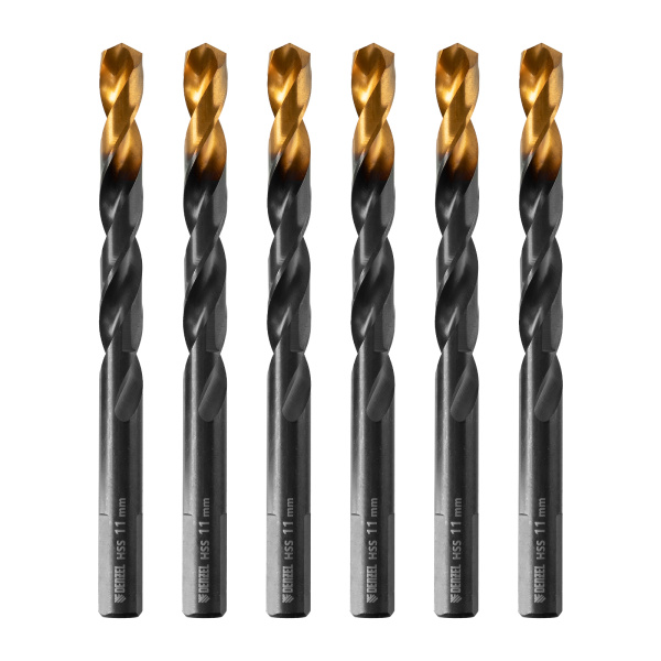 Сверло по металлу, 11 мм, HSS-Tin, Golden Tip, 6 шт. Denzel