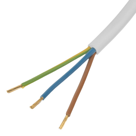 Шнур сетевой Energy Series, ПВС, 3 м, 3 x 1 мм, с неразборной вилкой, белый, Denzel цена