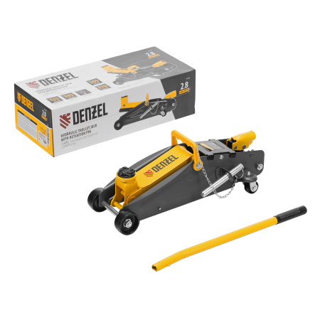 Домкрат гидравлический подкатной с фиксатором, 2,8 т, 135-385 мм Denzel цена